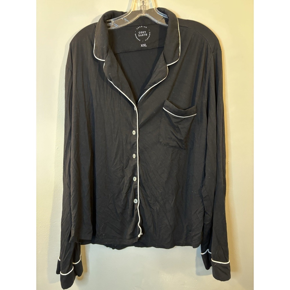 COZY EARTH Black Long Sleeve‎ Pajama Top 2XL Bamboo